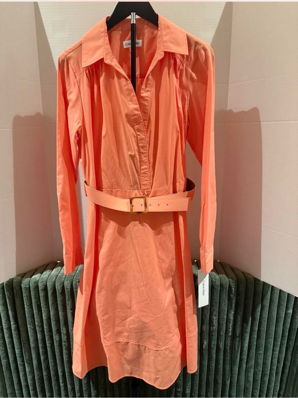 Calvin Klein Women's Coral Shirt Dress with Belt